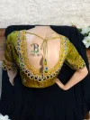 Mustard Green Bridal Blouse with Peacock Feather Concept