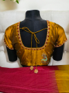 Elegant Mustard Blouse with Maroon French Knot & Zardosi Work
