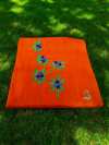 Bright Orange Semi Raw Silk Unstitched Fabric with Floral Embroidery