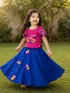 kids designer crop top lehenga set multicolor thread embroidery semi raw silk PRISARA