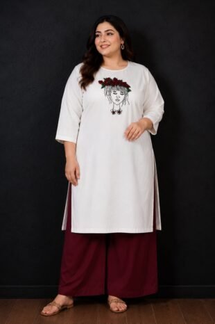 designer lady embroidery kurti set bullion roses hand embroidery semi raw silk PRISARA