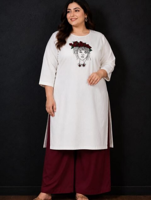 designer lady embroidery kurti set bullion roses hand embroidery semi raw silk PRISARA