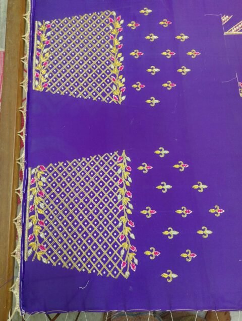 Purple 2-in-1 Multipurpose Crop Top Blouse with Heavy Zardosi Work | Floral Embroidery Designer Blouse | Full Sleeve Bridal Blouse | PRISARA - Image 11