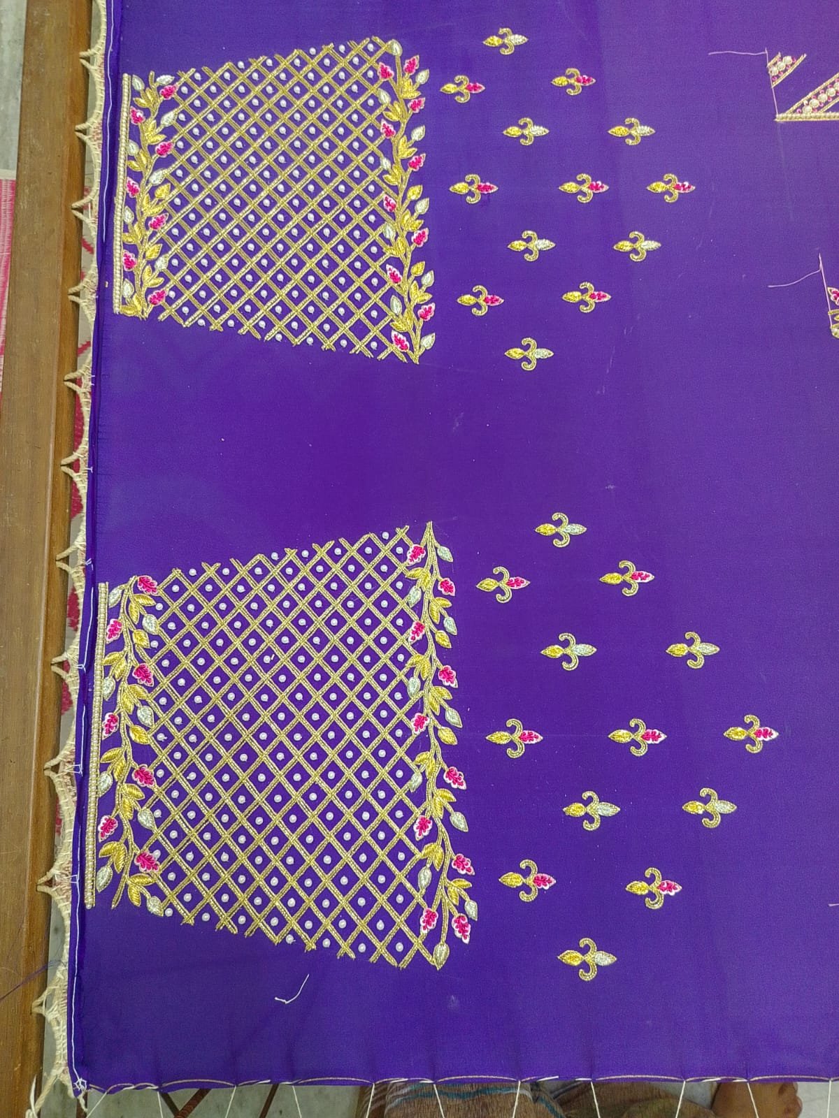 Purple 2-in-1 Multipurpose Crop Top Blouse with Heavy Zardosi Work | Floral Embroidery Designer Blouse | Full Sleeve Bridal Blouse | PRISARA - Image 11