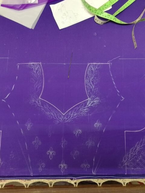 Purple 2-in-1 Multipurpose Crop Top Blouse with Heavy Zardosi Work | Floral Embroidery Designer Blouse | Full Sleeve Bridal Blouse | PRISARA - Image 13