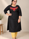 Black Designer Kurti with Multicolor Ring Knot Flowers & Beadwork | Elegant Embroidered Kurti | PRISARA